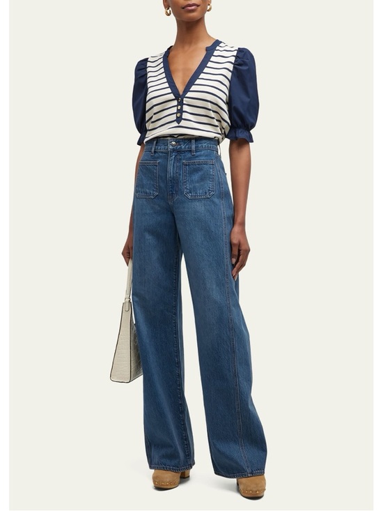 Veronica Beard Denim - Veronica Beard Taylor Relaxed Wide Leg High Rise Jean